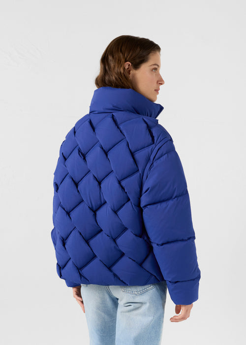 Giacca puffer a trecce Alya blu cobalto - JOTT - 4