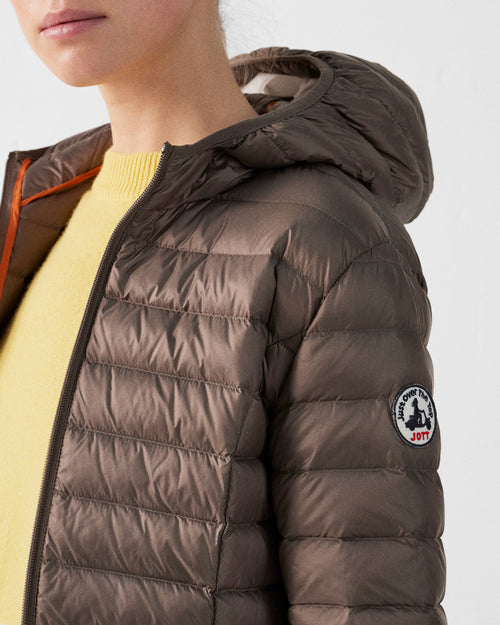 piumino leggero con cappuccio Taupe Cloe - JOTT - 5