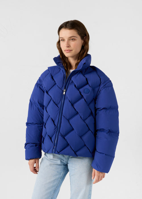 Giacca puffer a trecce blu cobalto Alya - JOTT - 3