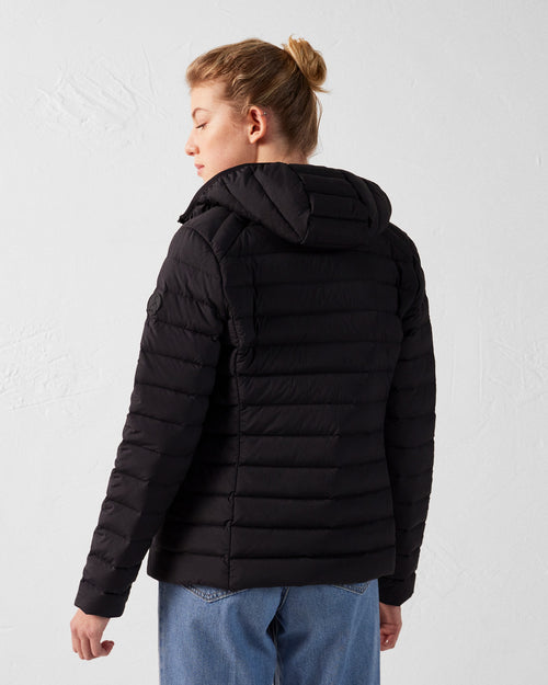 Zwarte Salma Lichtgewicht Stretch Hooded Donsjas - JOTT - 4