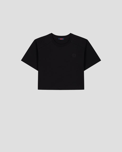 Mazu Zwart Katoen Crew Neck T-shirt - JOTT - 2