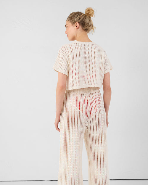 Giada natuurlijk gebreid katoenen t-shirt met ronde hals - JOTT - 4